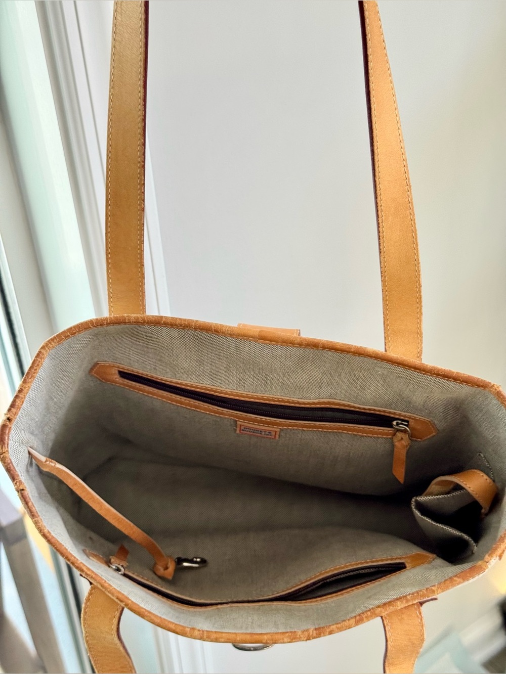 Vintage Dooney & Bourke Signature Monogram Canvas Tote Bag – Cream & Tan - Picture 11 of 16